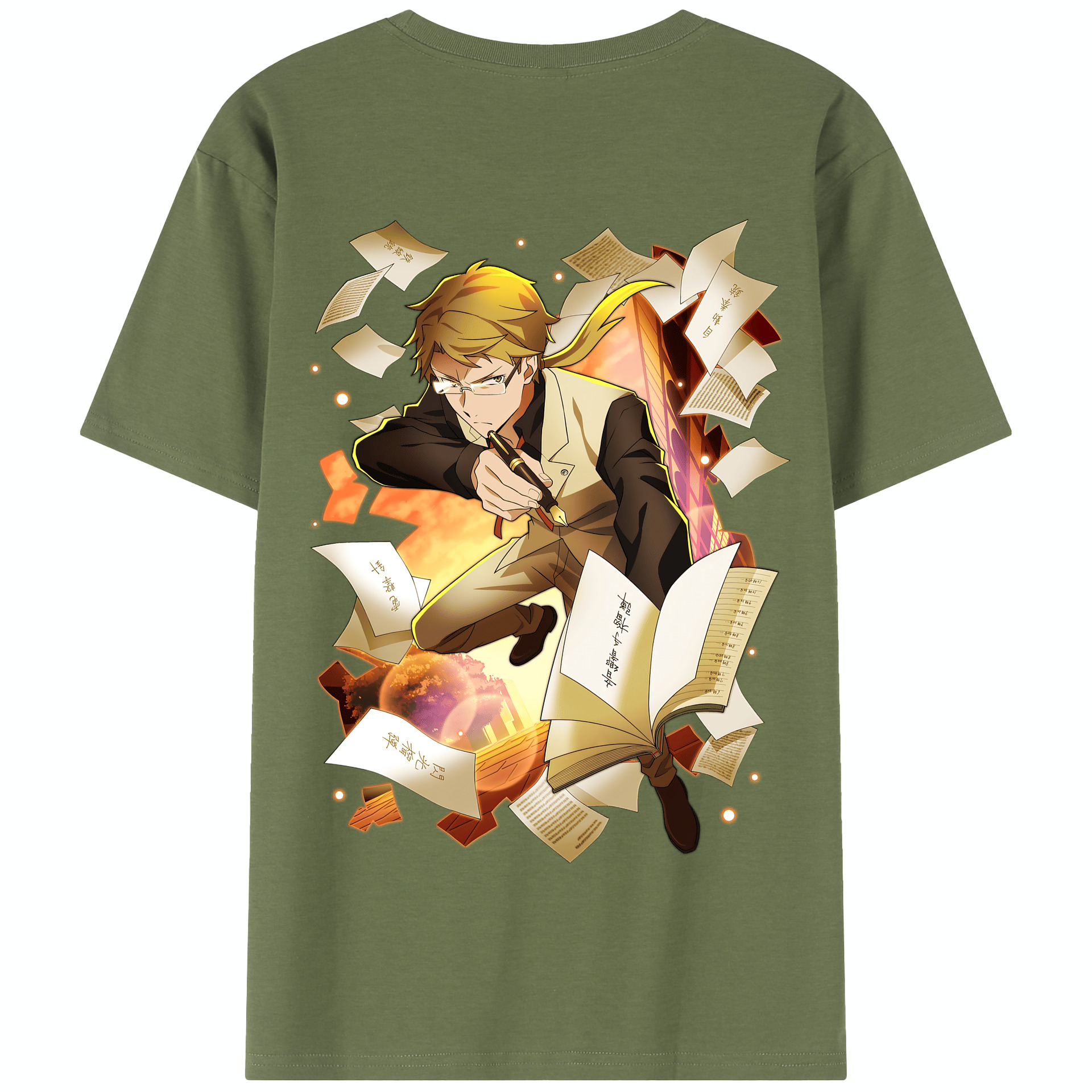 （画像用） 文豪ストレイドッグス Bungo Stray Dogs 綿100％半袖Tシャツ（背面プリント）